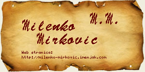 Milenko Mirković vizit kartica